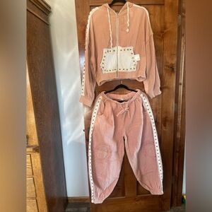 POL Pink and White Women's Pants & Jumpsuit Set